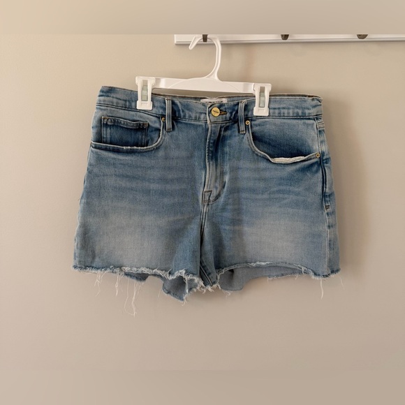 Frame Denim Pants - FRAME Le Brigette Shorts Women’s Size 30 Denim Raw Hem Light Wash